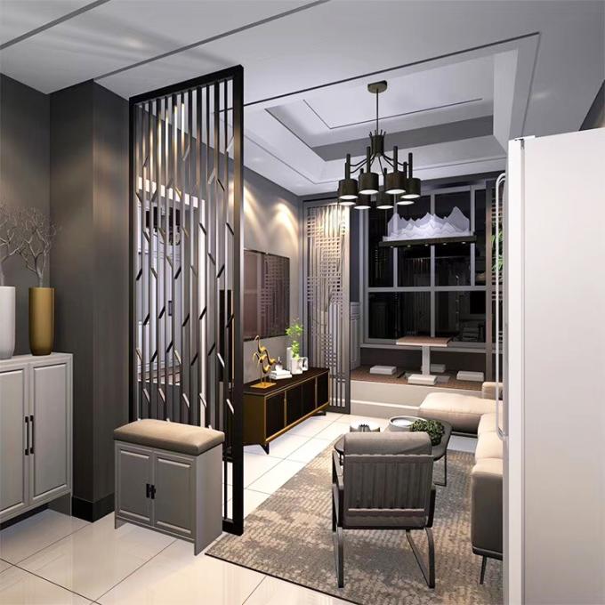 Лазерная резка 3 * 10 футов Джали Декоративный проект отеля Домашняя мебель Щетка Золотая экрана из нержавеющей стали 2