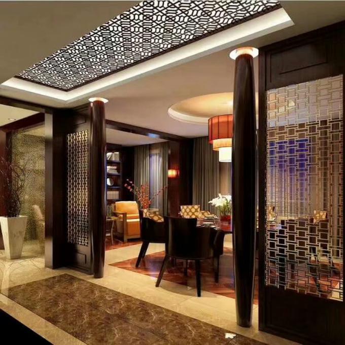 Лазерная резка 3 * 10 футов Джали Декоративный проект отеля Домашняя мебель Щетка Золотая экрана из нержавеющей стали 6