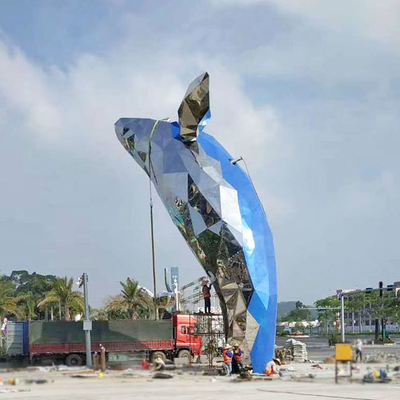 Рыбы кита моделируя скульптуры AISI ASTM 201 нержавеющей стали искусства на открытом воздухе со светом