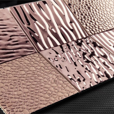 Керамические изделия Розовое золото из нержавеющей стали Мозаичные плитки зеркало 8K