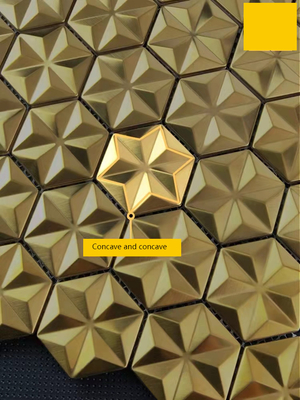 Hexagonal Gold Metal Mosaic Brick House Bathroom Wall Sticker Background Wall