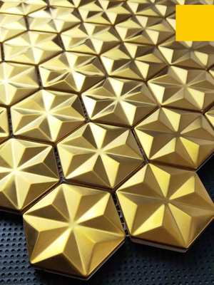 Hexagonal Gold Metal Mosaic Brick House Bathroom Wall Sticker Background Wall