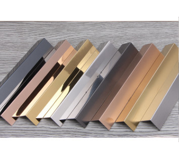 Brass Champaign Black Silver Rose Gold Hairline Metal 0.6mm 0.7mm 0.8mm 1.0mm PVD Coating Stainless Steel L Channel Trim