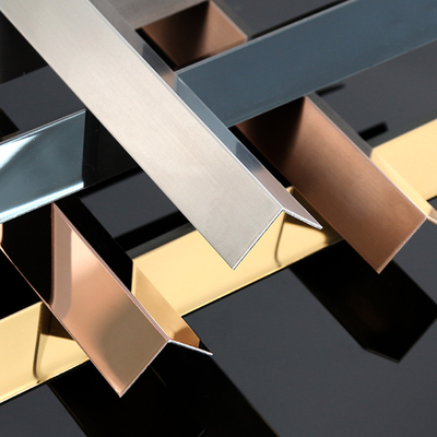 Brass Champaign Black Silver Rose Gold Hairline Metal 0.6mm 0.7mm 0.8mm 1.0mm PVD Coating Stainless Steel L Channel Trim