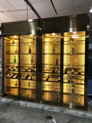 Хорошая цена Шкафы вина нержавеющей стали 316L SUS ASTM 304 омедняют античным почищенную щеткой волосяным покровом температуру комнаты холодную онлайн