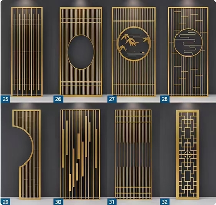 0.5mm Thick Mirror Patterns Gold Etched Stainless Steel Sheet Partition Divider