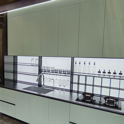 Хорошая цена Morden Design на заказ полный комплект мебели Роскошные кухонные шкафы Зеленый на заказ Кухонный шкаф из нержавеющей стали онлайн