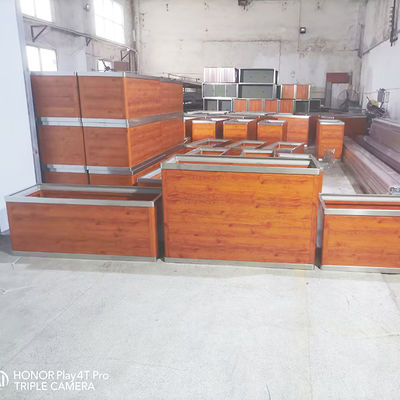 Хорошая цена Садовая уличная мебель цвета древесины, большой прямоугольный металлический кашпо, наружный алюминиевый ящик для растений, цветочный горшок из нержавеющей стали онлайн