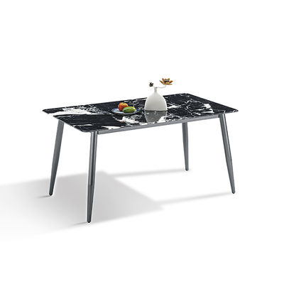 Хорошая цена Современный стеклянный столешничный стол Серой цвет Углеродистая сталь Основа Столовой стол онлайн