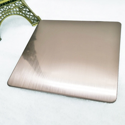 Slanting Hairline Bronze Color Stainless Steel Sheet PVD Plating Titanium