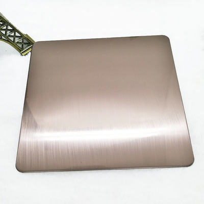 Slanting Hairline Bronze Color Stainless Steel Sheet PVD Plating Titanium