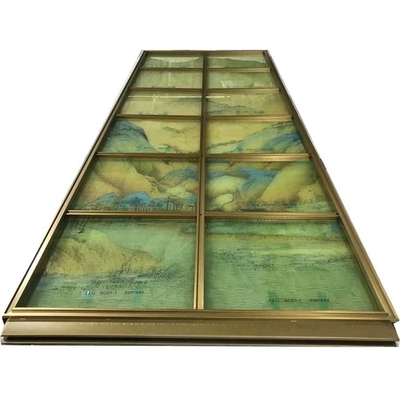 Легкая роскошная пейзажная живопись Нержавеющая сталь Screen Partition Glass Image Room Divider