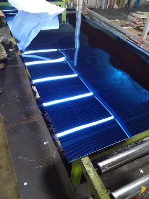 Хорошая цена 201 Голубое золотое водное волнообразное цветное зеркало ПВД покрытые листы из нержавеющей стали для потолочных панелей онлайн