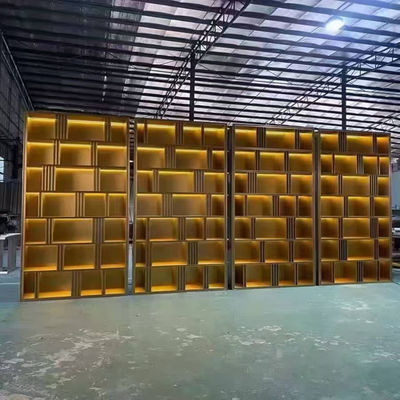 Специализированный металл из нержавеющей стали Черное золото Гостиная Экранный шкаф Книжный пол