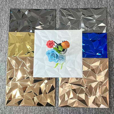 Хорошая цена Мозаичные плитки из нержавеющей стали для декорации стен 300х300 мм Зеркало Большое зерно Стерео фон Кирпичная мозаика онлайн