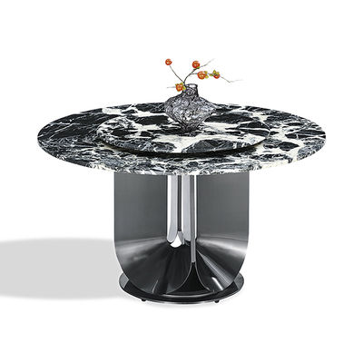 Хорошая цена Круглый сцинтерованный каменный столешничный стол черный цвет Нержавеющая сталь Столик с поворотным столом онлайн