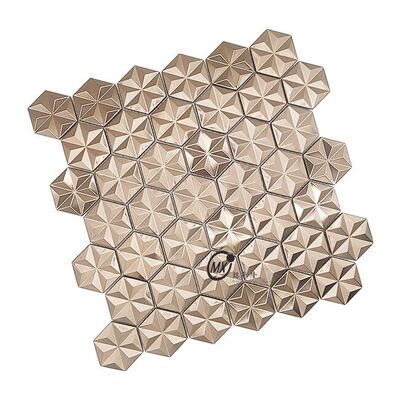 Middle East Blue Brushed Surface  Popular Decor Rose Gold And Silver Color Aluminum Metal Mosaic Tile