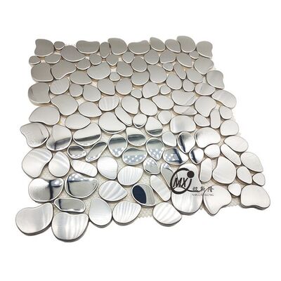 Мозаичная плитка из металла в форме гальки, серебристого цвета - для декоративных проектов в гостиной/ванной/столовой/отеле