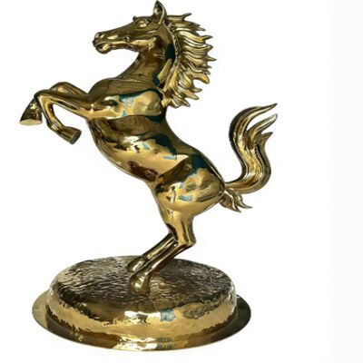 Хорошая цена OEM/ODM Service Titanium Gold Mirror Surface Horse Figurine  201 304 Grade Metal  Animal Art Ornament for Garden Outdoor Decor онлайн