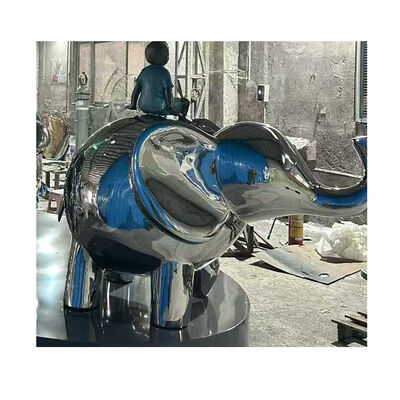 Хорошая цена Luxury Hotel Lobby Custom Blue Silver 201 304 316L  Stainless Steel Elephant Statue for Commercial Plaza Decoration онлайн