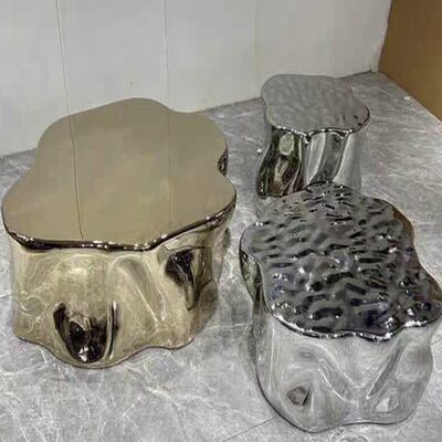 Хорошая цена Легкий роскошный электропластированный полые облака 201 304 зеркало/полированный стальной кофейный стол онлайн